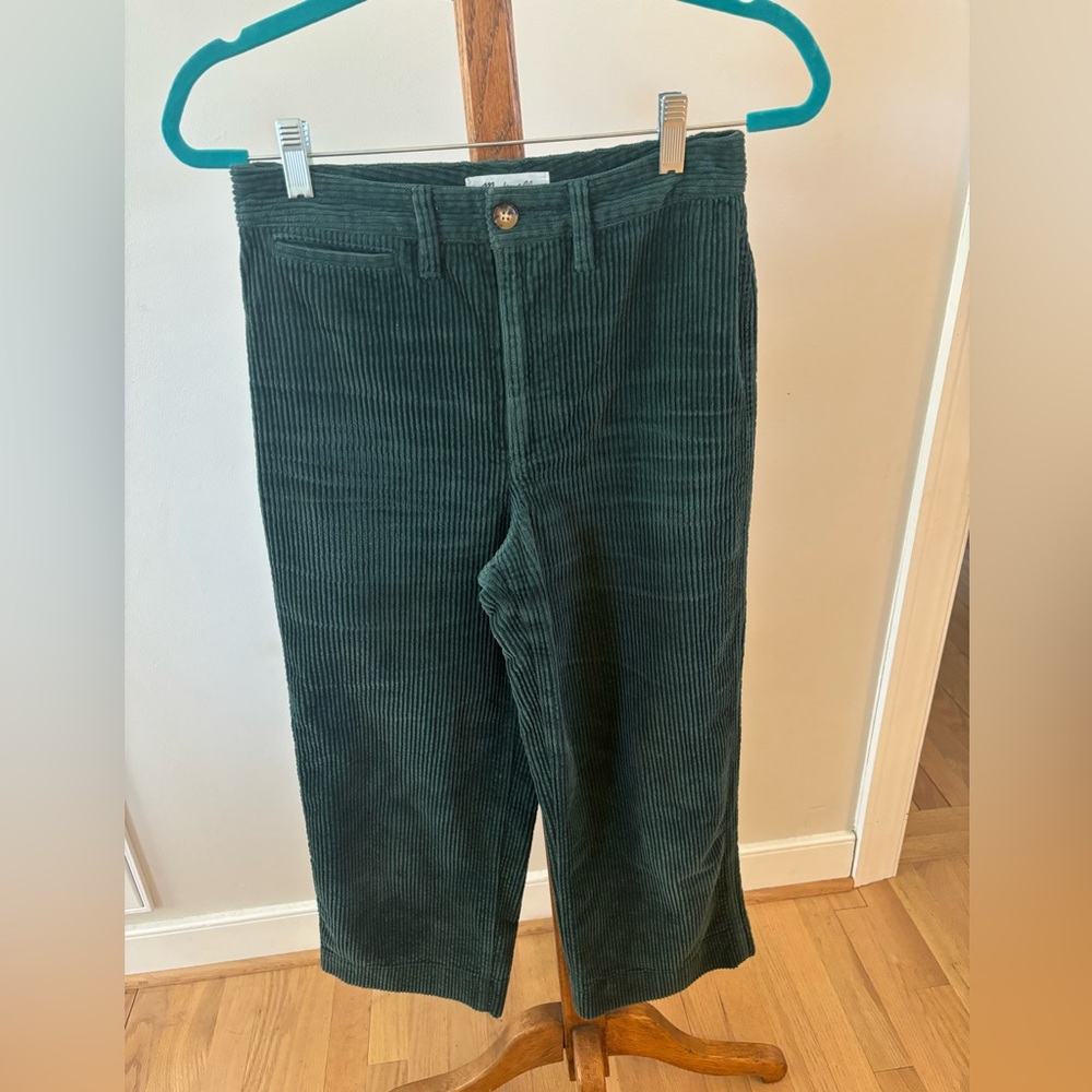 Madewell Dark Teal Wide-Leg Corduroy Pants